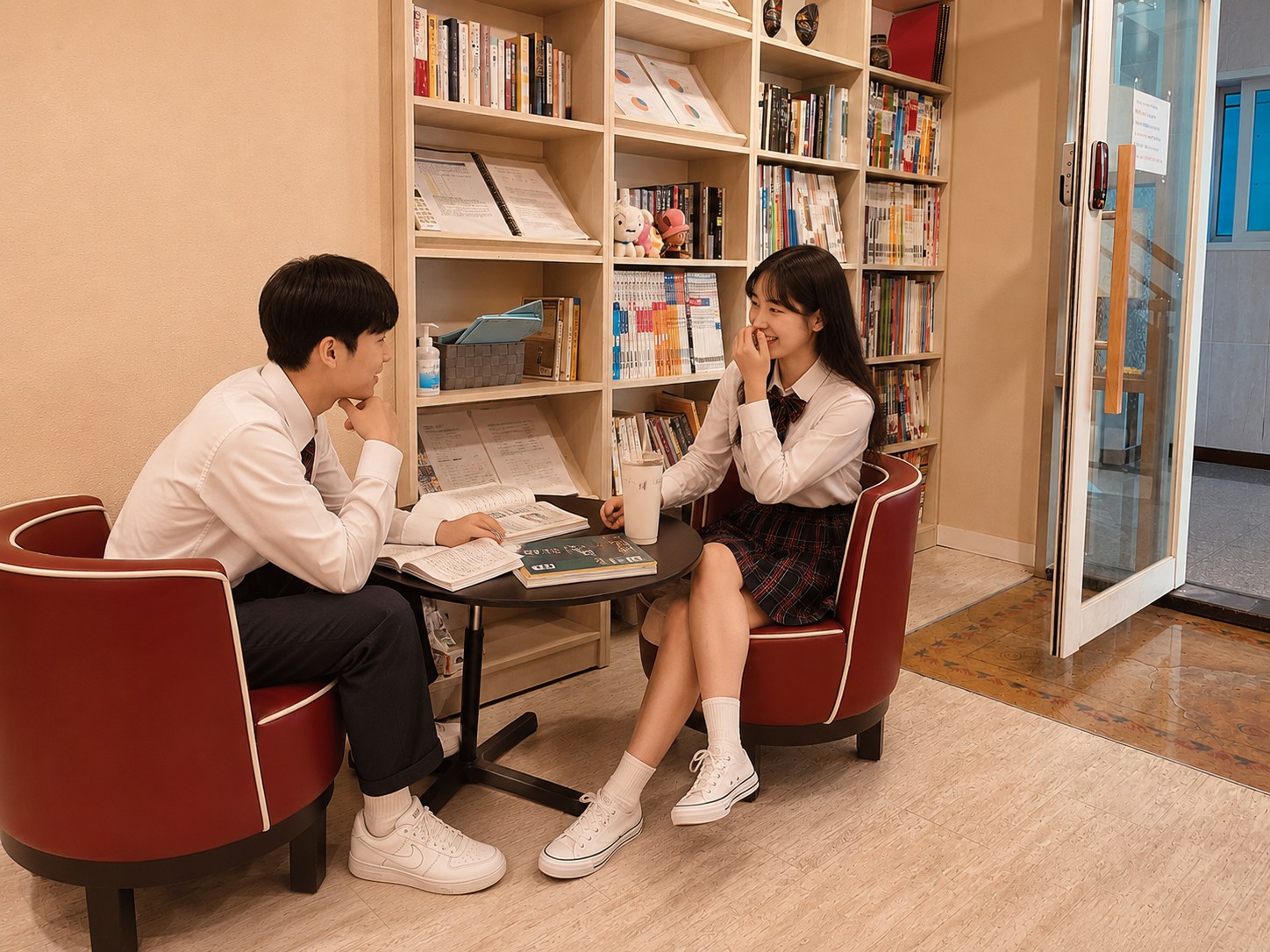 책장 앞 대화